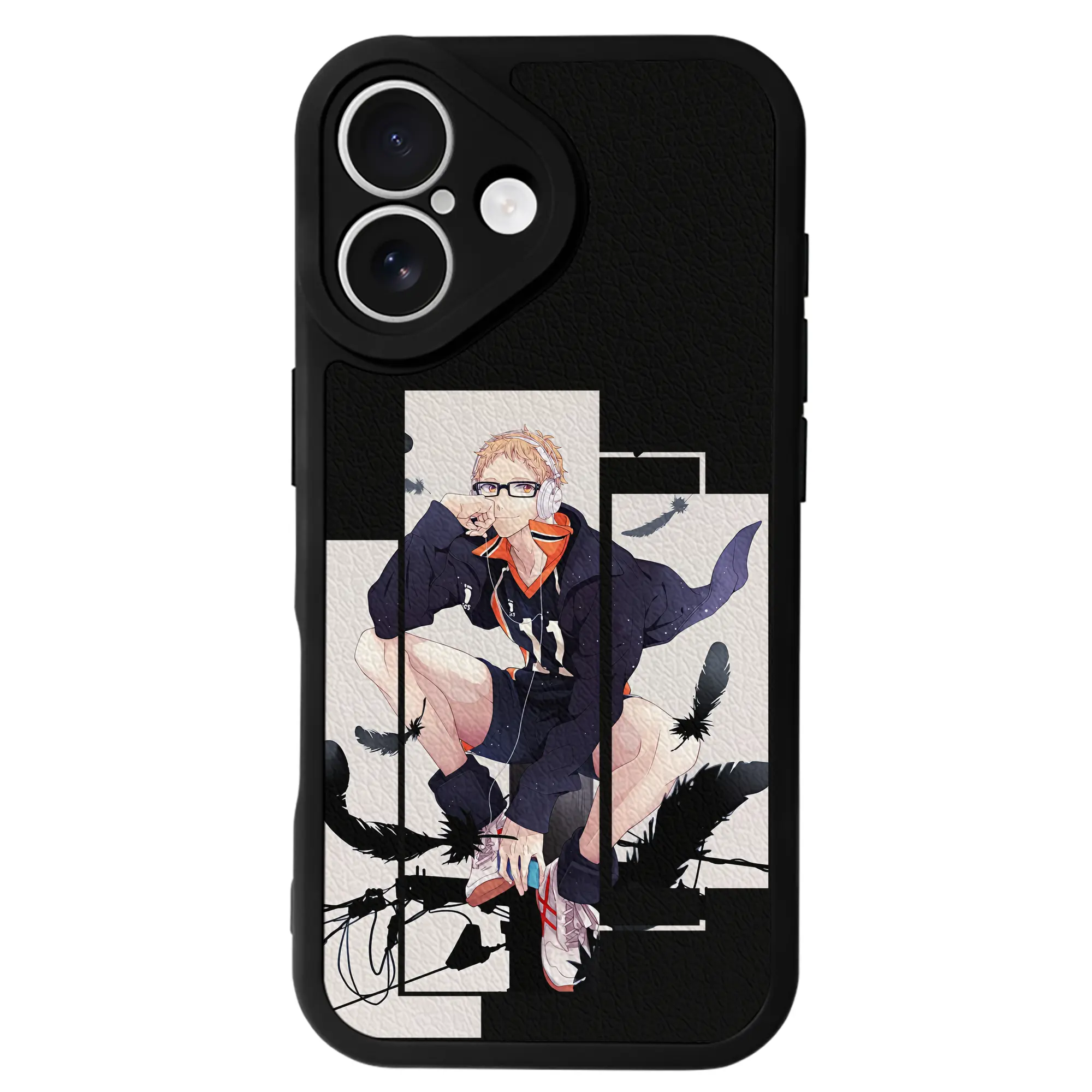 ハイキュー!! グッズ,月島蛍 - IPhone 16シリーズ対応 ・ シリコンスマホケース ・ レザー調 ・ 高精度フィット ・ 耐衝撃 ・ ワイヤレス充電対応 ・ 精密カット